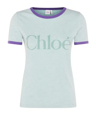 CHLOÉ CHLOÉ LOGO PRINTED CREWNECK T-SHIRT