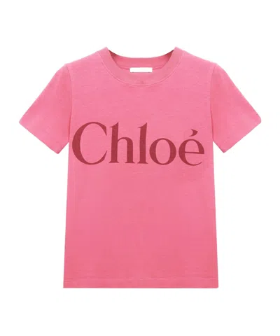 CHLOÉ CHLOÉ LOGO PRINTED CREWNECK T-SHIRT