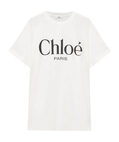 CHLOÉ CHLOÉ LOGO PRINTED OVERSIZED T-SHIRT