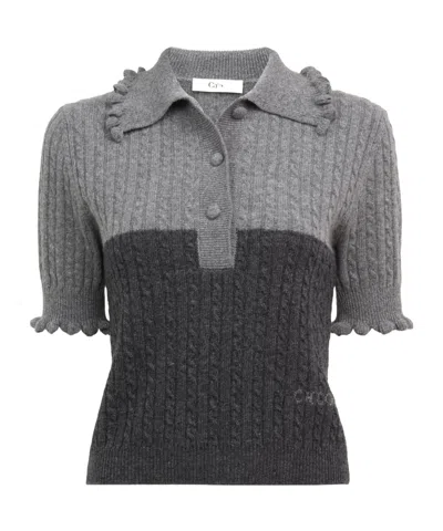 Chloé Short-sleeved Wool And Cashmere Knitted Jumper In Grey