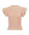 Chloé Short-sleeved Wool Sweater In Nude