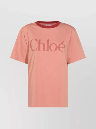Chloé Short Sleeves Collar Contrast In Pink