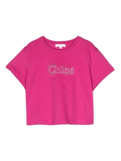 Chloé Short Sleeves T-shirt In Pink & Purple