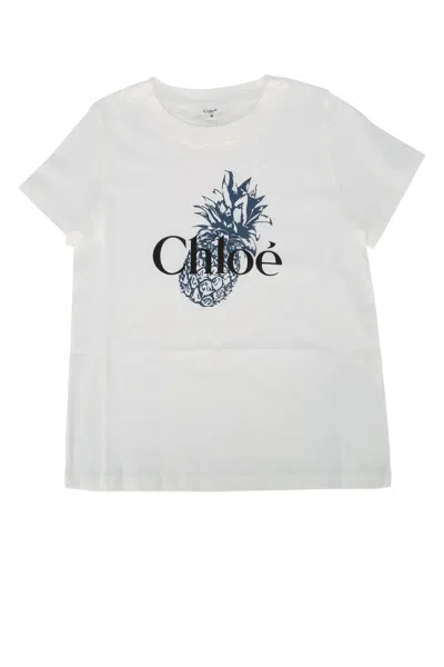 Chloé Kids' Short Sleeves Tee-shirt In Neutral
