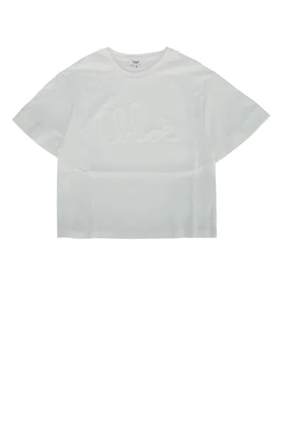 Chloé Kids' Short Sleeves Tee-shirt In White