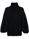 Chloé Boxy Wool Cashmere Turtleneck Sweater In Blue