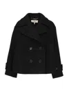 Chloé Black Double-breasted Jacket With Notched Wide Revers And Dropped Shoulders In Wool Blend Woma In Black