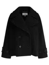 Chloé Women Black Double-breasted Jacket With Notched Wide Revers And Dropped Shoulders In Wool Blen In Animal Print