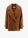 Chloé Short Wool Coat In Brown
