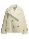 Chloé Oversized Wool Blend Peacoat Chin Strap Collar In Neutral
