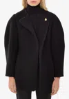 Chloé Short Wrap Wool Coat In Black