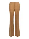 Chloé Beige Flared Pants With Asymmetric Hem In Grain De Poudre Wool Woman