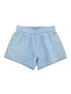 Chloé Shorts 100% Organic Cotton Light Denim. Fancy Scallop Pattern Finish At Leg Bottoms. Elasticated Wai In Blue
