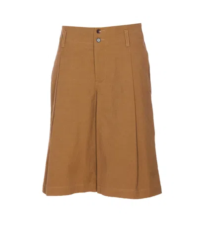Chloé Shorts Bermuda Wide Leg And High Waist In Cotton In Brown