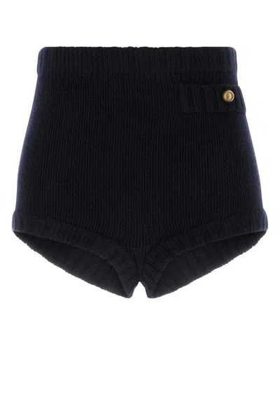 Chloé Wool & Cashmere Knit Hotpants In Navy