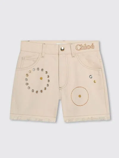 CHLOÉ SHORTS CHLOÉ KIDS COLOR BROWN,F40503032