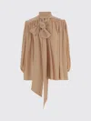Chloé Crepe Blouse Puff Sleeves Bow Detail In Multi