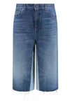 Chloé Blue Bermuda Patchwork Denim Shorts In Dark Night Blue