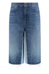 Chloé Blue Bermuda Patchwork Denim Shorts In Dark Night Blue