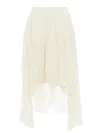 Chloé Shorts Fluidi Con Volant E Spacchi In Georgette Di Seta Semitrasparente In White