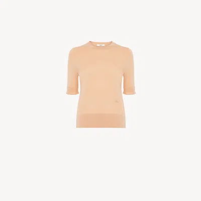 Chloé Pull Manches Courtes En Maille De Laine In Yellow