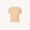 Chloé Chloe Logo-intarsia Open-knit Cotton T-shirt In Pink