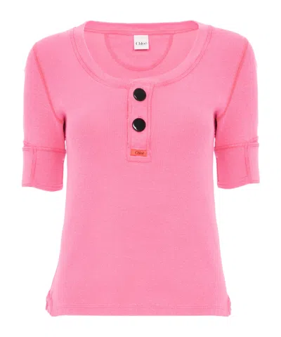 Chloé Short-sleeved Knitwear In Pink