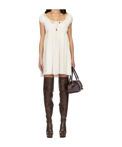 Chloé Short-sleeved Mini Dress In White