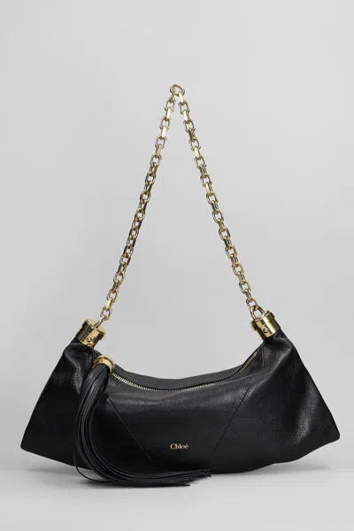 Chloé Small Foulard Tassel Shoulder Bag In Buffalo Leather In Black