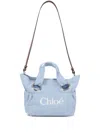 Chloé Kids Logo Embroidered Tote Bag In Blue