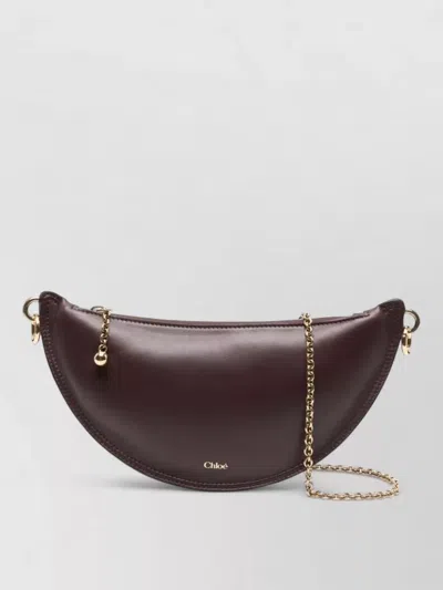 Chloé Shoulder Bag Chain Strap Gold Tone Hardware In Burgundy