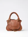 Chloé Marcie Small Double Carry Satchel Bag In Grained Leather In Beige