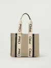 Chloé Woody Linen Tote Bag In Multi