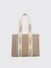 Chloé Woody Tote Bag In Linen In Multi