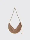 Chloé Half-moon Suede Finish Gold-tone Chain Shoulder Bag In Pink