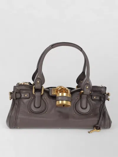 Chloé Shoulder Bag Double Handles Padlock Buckle In Gray