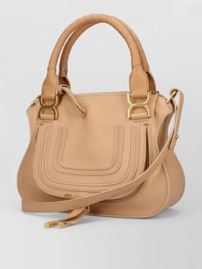 Chloé Shoulder Bag Leather Flap Top Handles In Nude