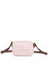 Chloé Kids Logo Canvas Shoulder Bag In Pink