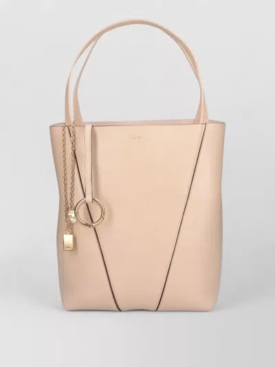 Chloé Shoulder Bag Shopper Gold Tone Hardware Double Handles In Neutral