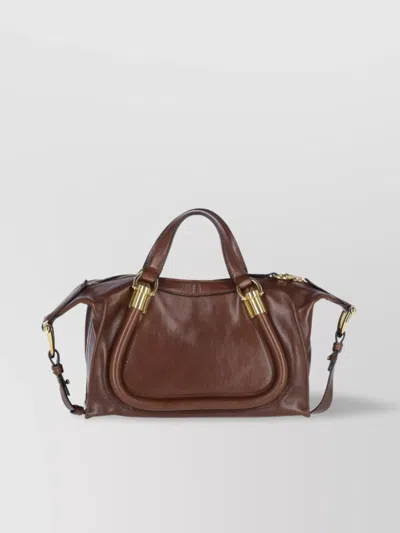 Chloé Shoulder Bag With Adjustable Strap And Dual Handles In Brown