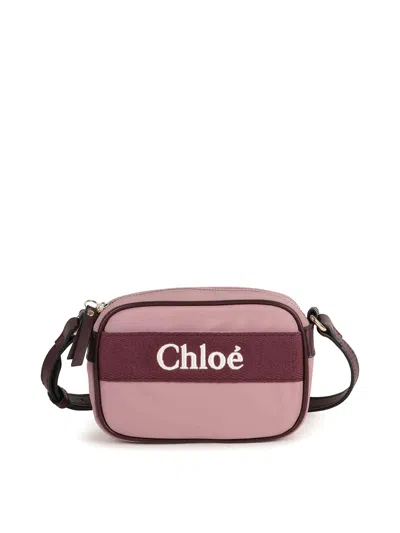 Chloé Kids' Shoulder Bag With Embroidery In Purple