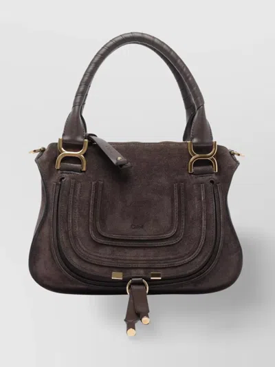 Chloé Shoulder Bag With Suede Texture And Gold-tone Hardware