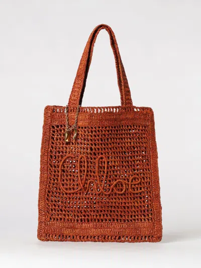 Chloé Summer Banana Logo-detailed Tote Bag In Brown