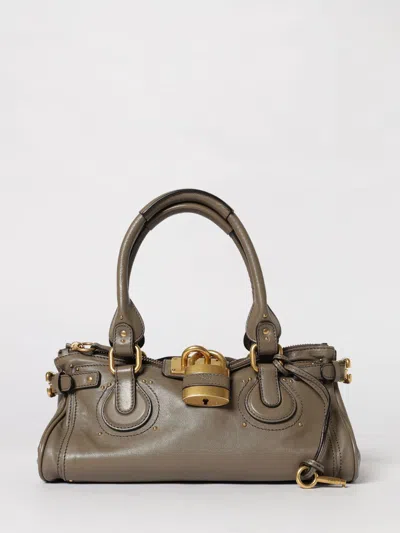 Chloé Paddington Embellished Textured-leather Tote In Green