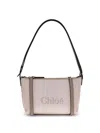 Chloé Structured Canvas Shoulder Bag With Leather Accents