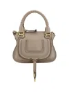 Chloé Light Grey Marcie Leather Top Handle Bag In Beige