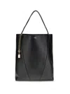Chloé Large Leather Shopping Bag With Metal Charm In Black