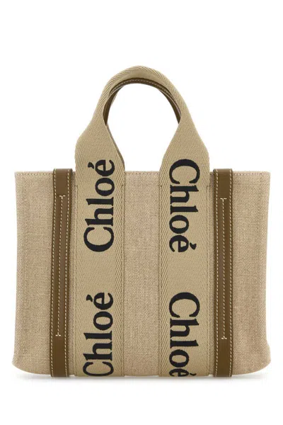 Chloé Woody Small Tote Bag In Cream