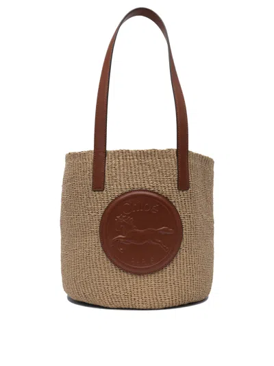 Chloé Large Horse Medal Basket Bag In Brown