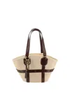 Chloé Nude And Neutral Raffia And Leather Shoulder Bag In Brown